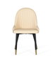 GINER Y COLOMER Lot de 4 chaises de salle à manger avec dossier rembourré en cuir PU beige et pieds en acier tubulaire noir mat, design moderne et élégant